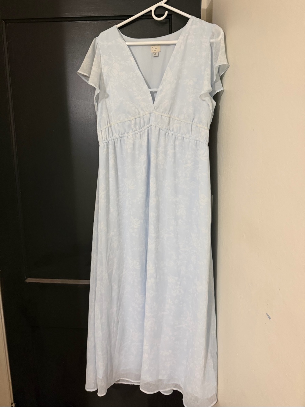 a new day Pale Blue Floral Maxi Dress with V-Neck